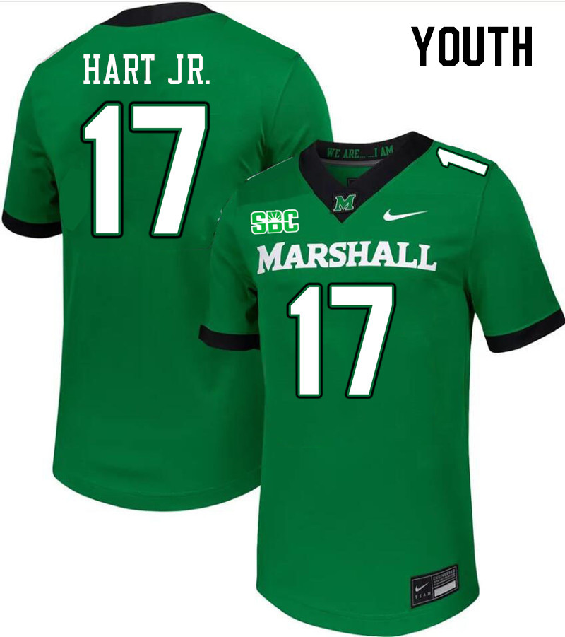 Youth #17 Leon Hart Jr. Marshall Thundering Herd SBC Conference College Football Jerseys Stitched-Gr